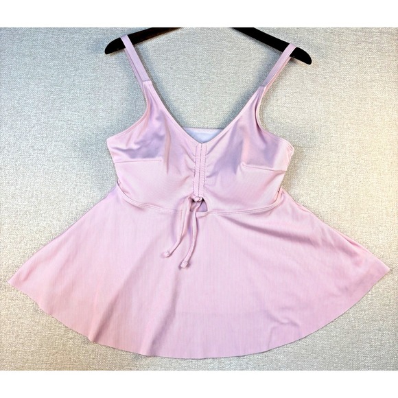 The Unbranded Brand Other - Pink Tankini Top Women's Size 1XL Peplum Adjustable Straps Ribbed Stretch V-Neck